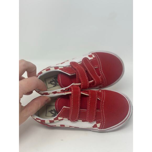 Hard to Find! Toddler Vans Old Skool Red White Checker Velcro Sneaker Size 9 - Picture 5 of 7